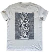SHADOW  -PLAY  Original Pulsar Image /Unknown Pleasures.  White Band T-shirt 