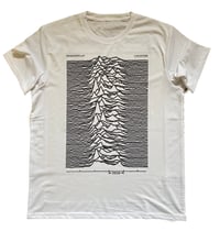 SHADOWPLAY CUSTOMISED Original Pulsar Image /Unknown Pleasures.  White Band T-shirt 