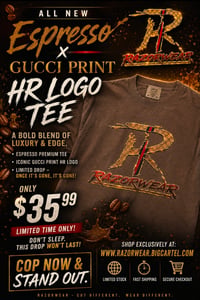 Espresso Gucci Print HR logo tee