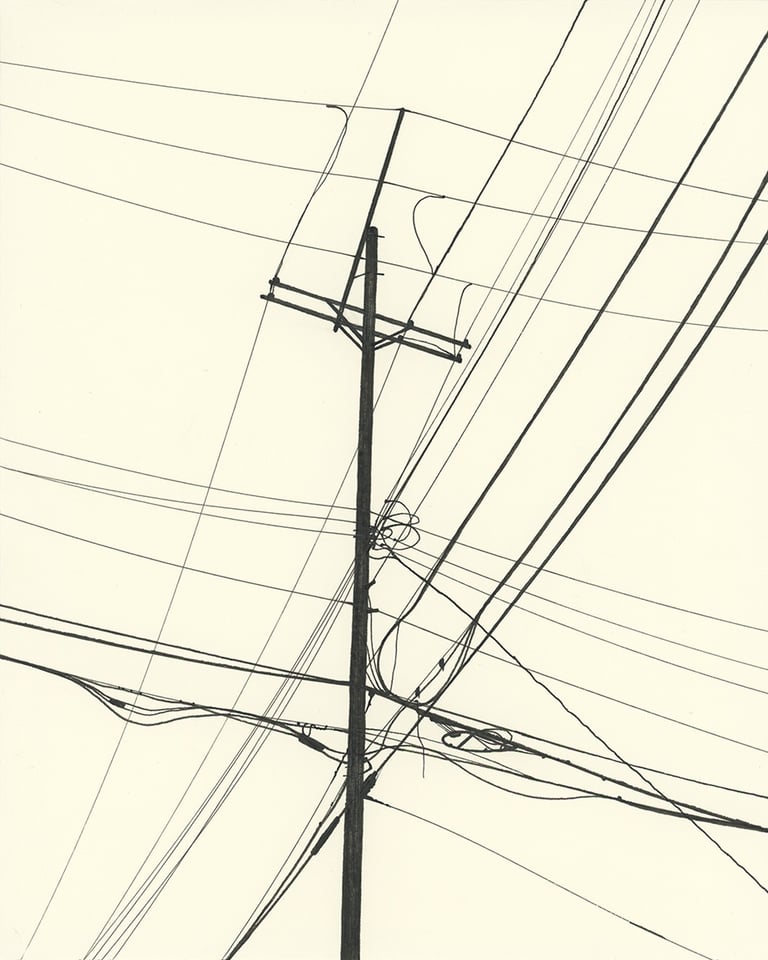 Power Lines Drawing #81 (Hamtramck) - ORIGINAL DRAWING