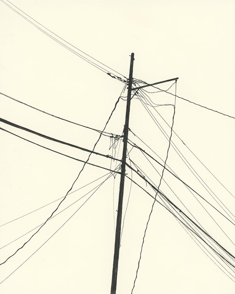 Power Lines Drawing #73 (Hamtramck) - ORIGINAL DRAWING