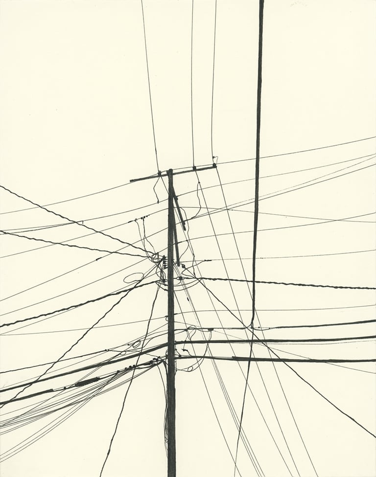Power Lines Drawing #59 (Hamtramck) - ORIGINAL DRAWING