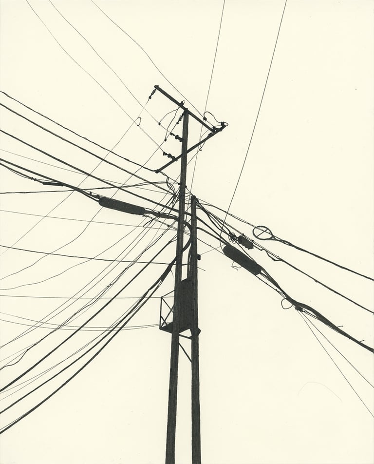 Power Lines Drawing #57 (Hamtramck) - ORIGINAL DRAWING