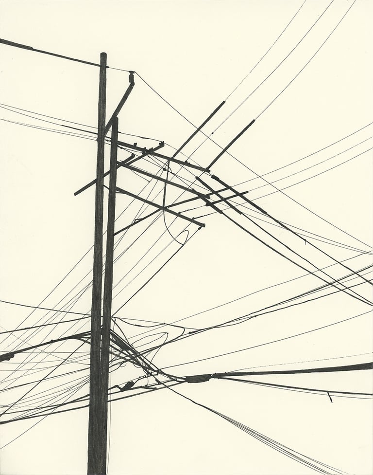 Power Lines Drawing #52 (Hamtramck) - ORIGINAL DRAWING
