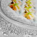 Image of Silver Jeweled Champagne Flutes and Cake Cutting Set Fleur
