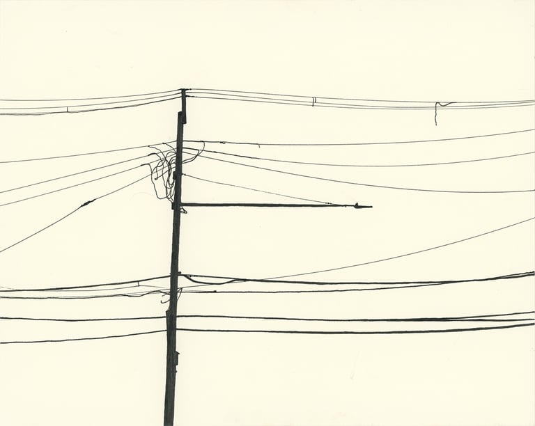 Power Lines Drawing #38 (Hamtramck) - ORIGINAL DRAWING