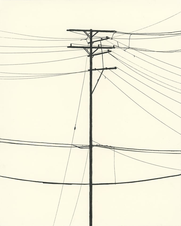 Power Lines Drawing #36 (Hamtramck) - ORIGINAL DRAWING