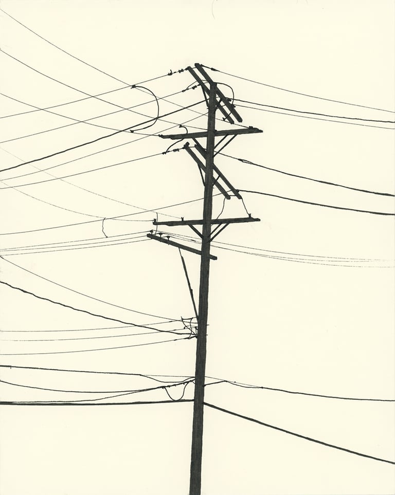 Power Lines Drawing #32 (Hamtramck) - ORIGINAL DRAWING