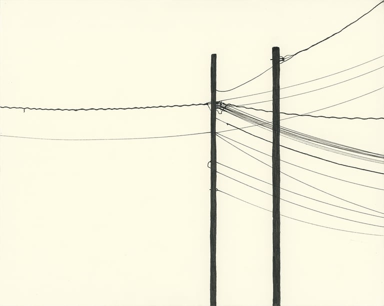 Power Lines Drawing #31 (Hamtramck) - ORIGINAL DRAWING