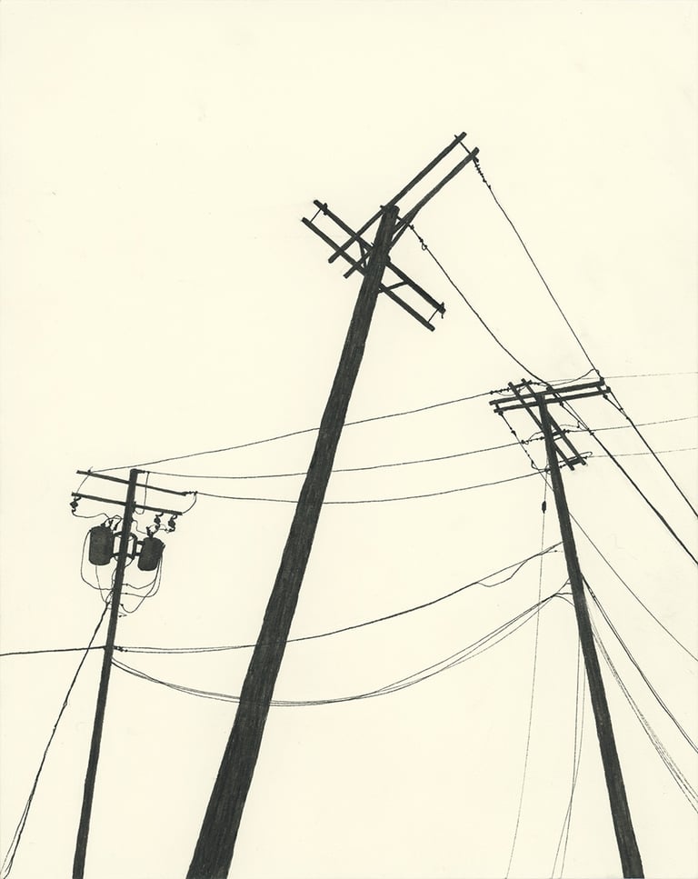 Power Lines Drawing #27 (Hamtramck) - ORIGINAL DRAWING