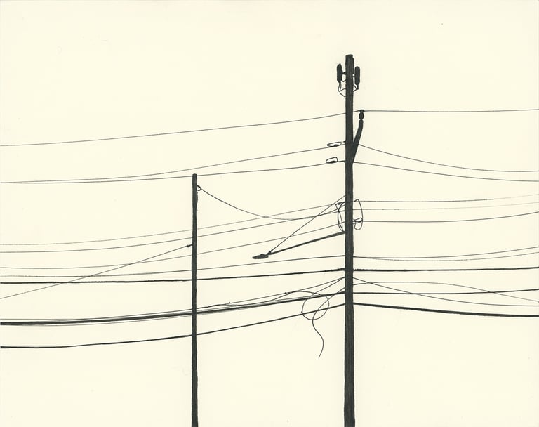 Power Lines Drawing #26 (Hamtramck) - ORIGINAL DRAWING