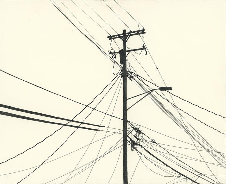 Power Lines Drawing #25 (Hamtramck) - ORIGINAL DRAWING