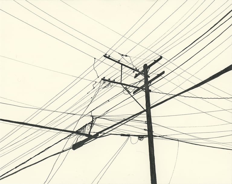 Power Lines Drawing #24 (Hamtramck) - ORIGINAL DRAWING