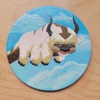 Image 1 of Small Flying Bison Gouache Painting on Magnetic Canvas 