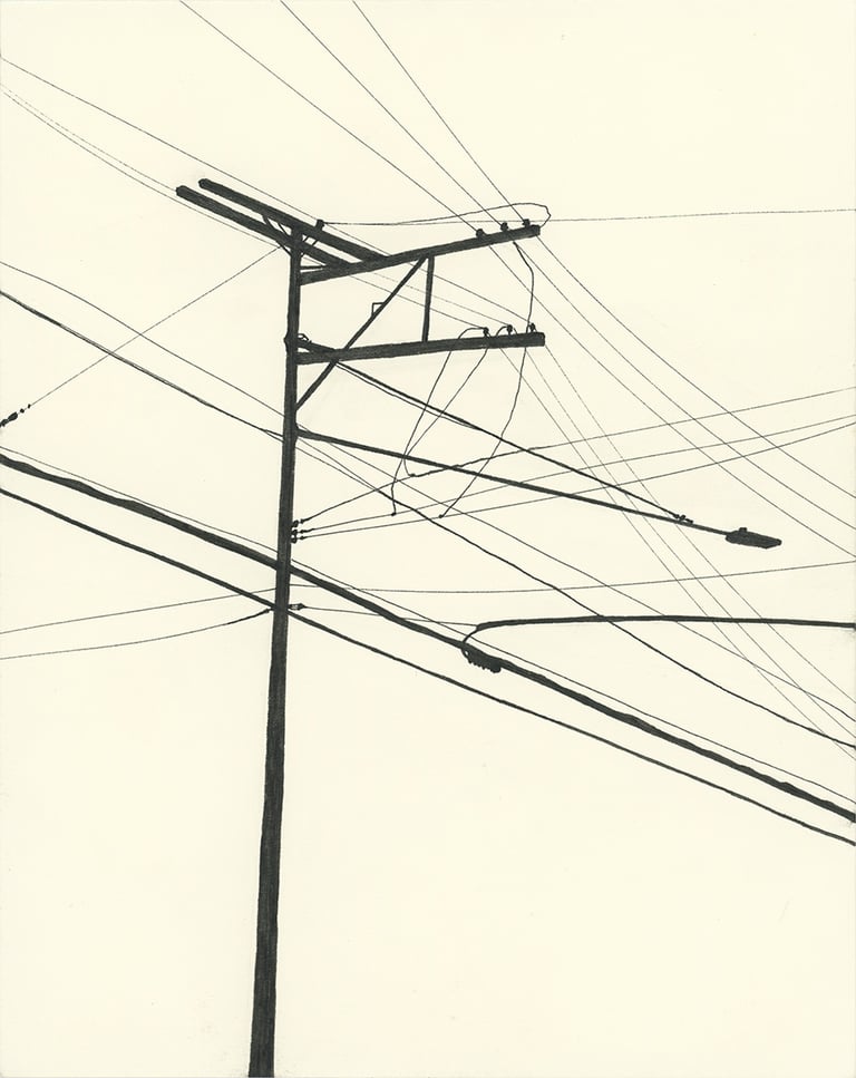 Power Lines Drawing #21 (Hamtramck) - ORIGINAL DRAWING