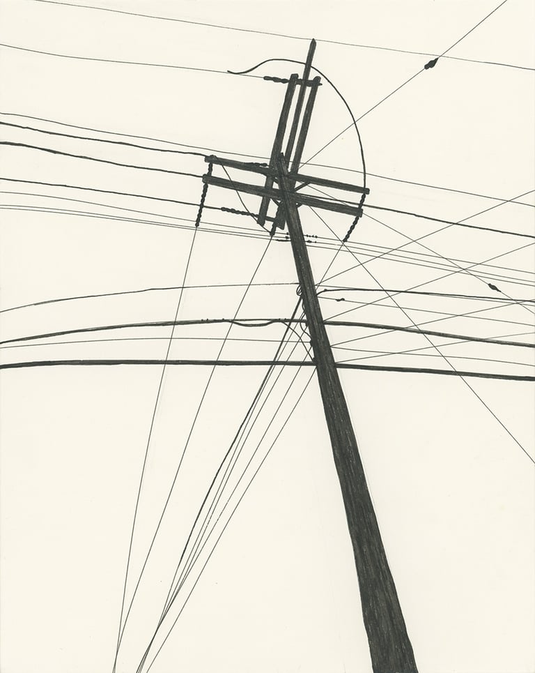 Power Lines Drawing #16 (Hamtramck) - ORIGINAL DRAWING