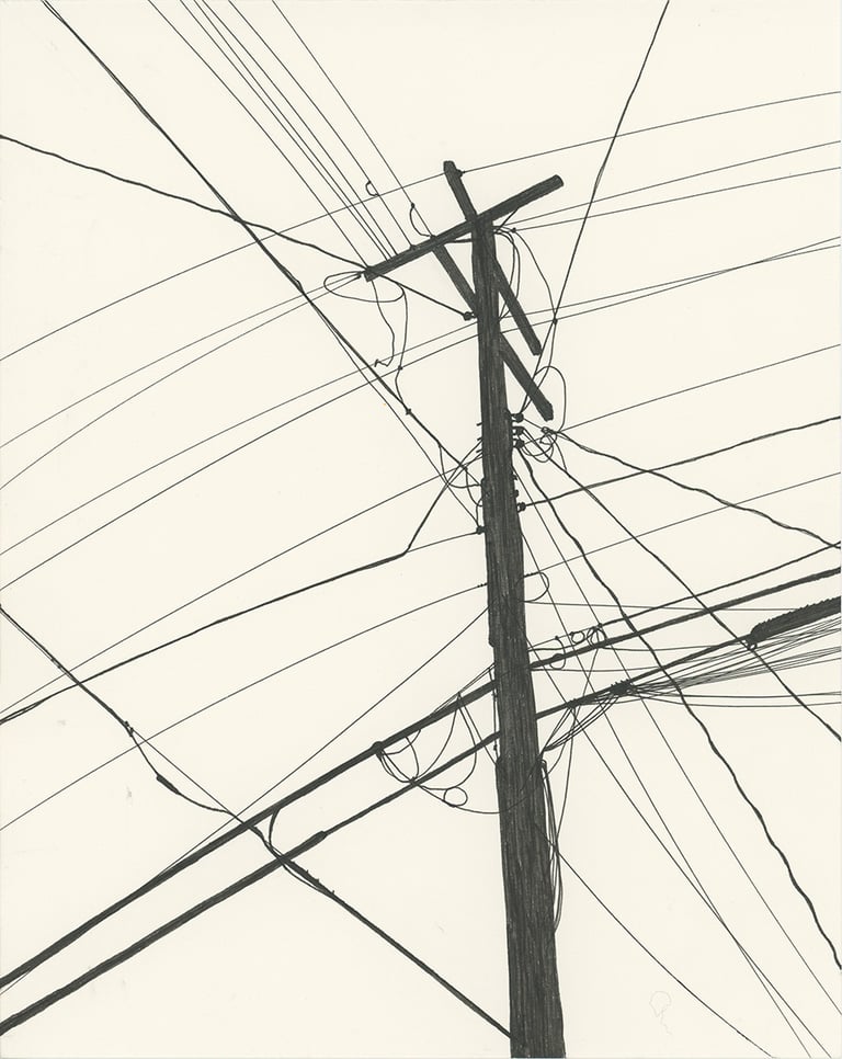 Power Lines Drawing #14 (Hamtramck) - ORIGINAL DRAWING