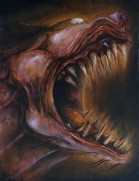 Image 2 of Dogbeast - original oil painting on wood panel