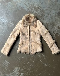 Image 4 of BEIGE PATCHWORK LEATHER JACKET