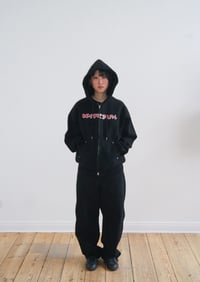 Image 2 of HF double zip hoodie - Black
