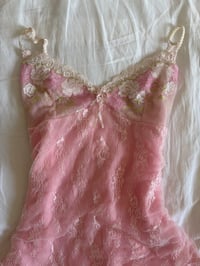 Image 2 of Vintage Y2k pink babydoll style fairy mini dress with sparkly embroidered bust 