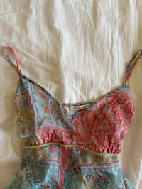 Image 2 of Vintage Y2K asymmetrical hem paisley patchwork style fairy cami with sparkles