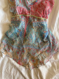Image 3 of Vintage Y2K asymmetrical hem paisley patchwork style fairy cami with sparkles