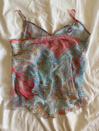 Image 4 of Vintage Y2K asymmetrical hem paisley patchwork style fairy cami with sparkles
