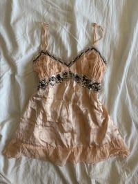 Image 1 of Vintage Y2K peachy pink silk cami with sequin bust detail 
