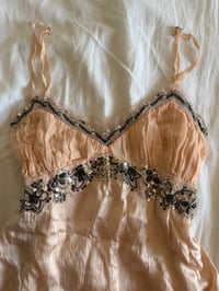 Image 2 of Vintage Y2K peachy pink silk cami with sequin bust detail 