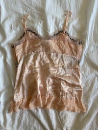 Image 3 of Vintage Y2K peachy pink silk cami with sequin bust detail 
