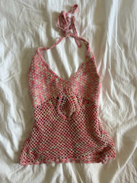 Image 1 of Vintage Y2K 2005 Jane Norman pink crochet halter neck cami