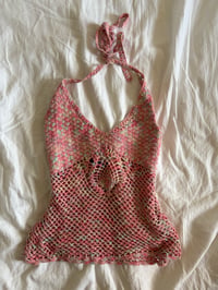 Image 7 of Vintage Y2K 2005 Jane Norman pink crochet halter neck cami