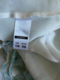 Image 4 of Vintage Y2K blue and white floral silk cami with asymmetrical hem and frilly straps 