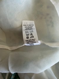 Image 5 of Vintage Y2K blue and white floral silk cami with asymmetrical hem and frilly straps 