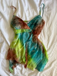 Image 1 of Vintage Y2K forest fairy tie dye brown green and blue cami
