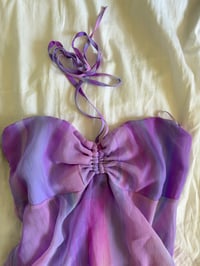 Image 2 of Vintage Y2K 2000s deadstock purple mermaid ruched bust halterneck cami with side tie detail