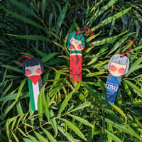 Image 1 of wood girl decoration set - free palestine (fundraiser)