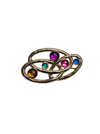 Image 1 of Colorful Gem & Gold Vintage Brooch 