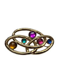 Image 2 of Colorful Gem & Gold Vintage Brooch 
