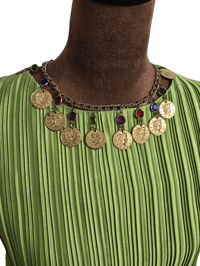 Image 3 of Gold Coin & Colorful Gem Necklace