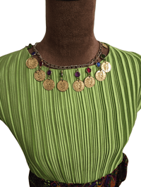 Image 4 of Gold Coin & Colorful Gem Necklace