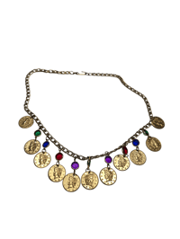 Image 5 of Gold Coin & Colorful Gem Necklace