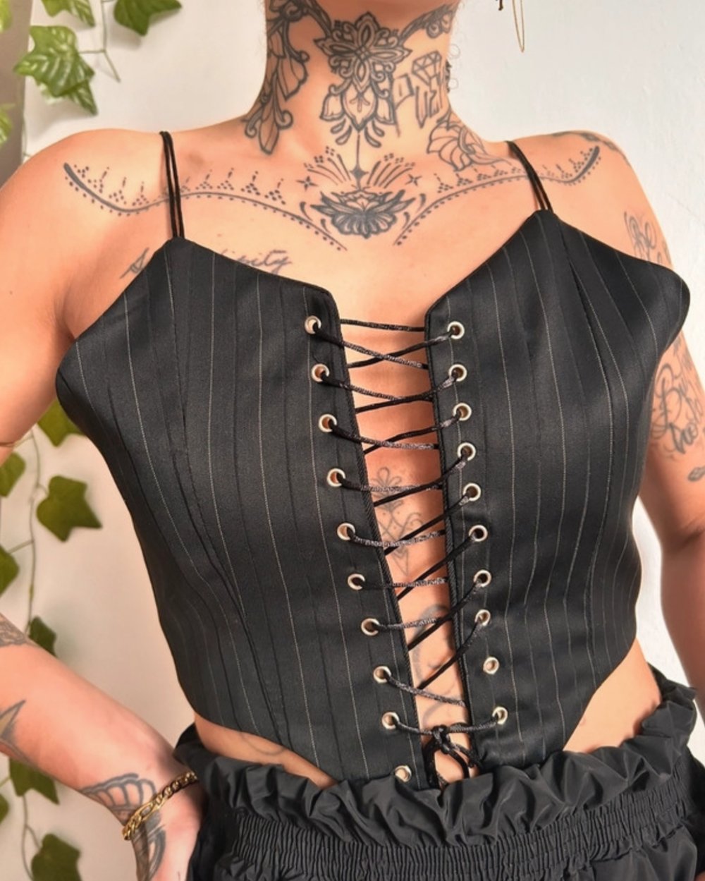 Image of the executive pinstripe halter corset