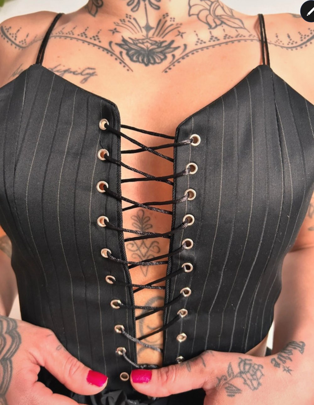 Image of the executive pinstripe halter corset