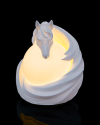 Image 1 of 3D Printed Stallion Sphere Table Lamp – Horse LED Decor