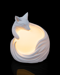 Image 1 of 3D Printed Vulpine Sphere Table Lamp – Fox LED Decor