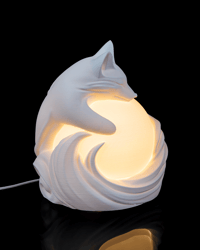 Image 2 of 3D Printed Vulpine Sphere Table Lamp – Fox LED Decor