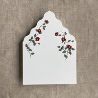 Image 5 of Red velvet camellia floral printed vellum wraps + envelope liners PACK of 10