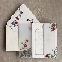 Image 1 of Red velvet camellia floral printed vellum wraps + envelope liners PACK of 10
